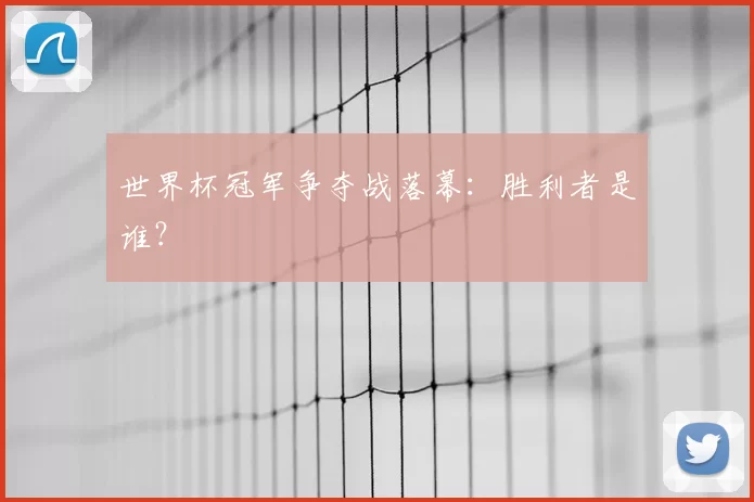 世界杯冠军争夺战落幕:胜利者是谁?